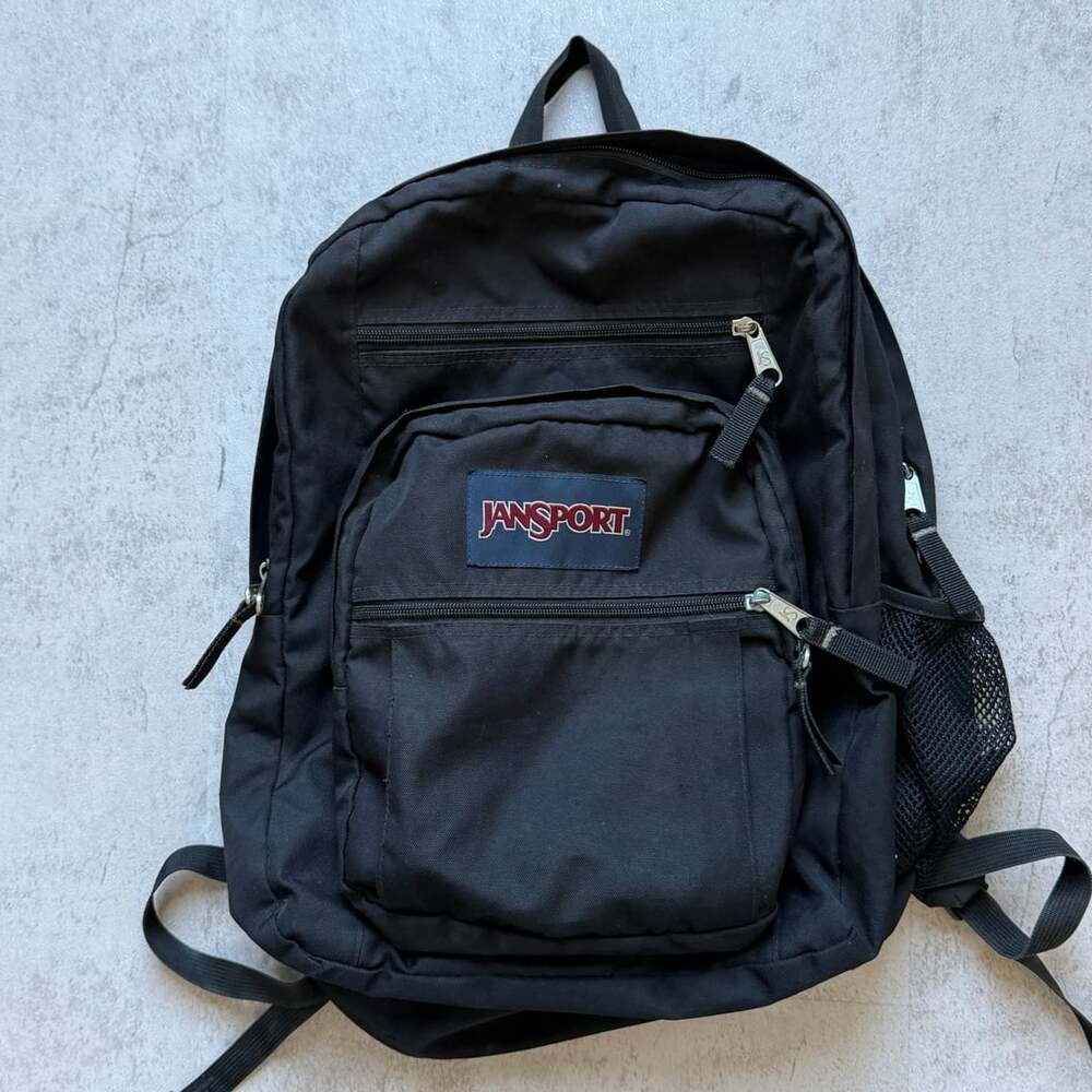 JanSport Black Backpack Multi Pocket School Daypack